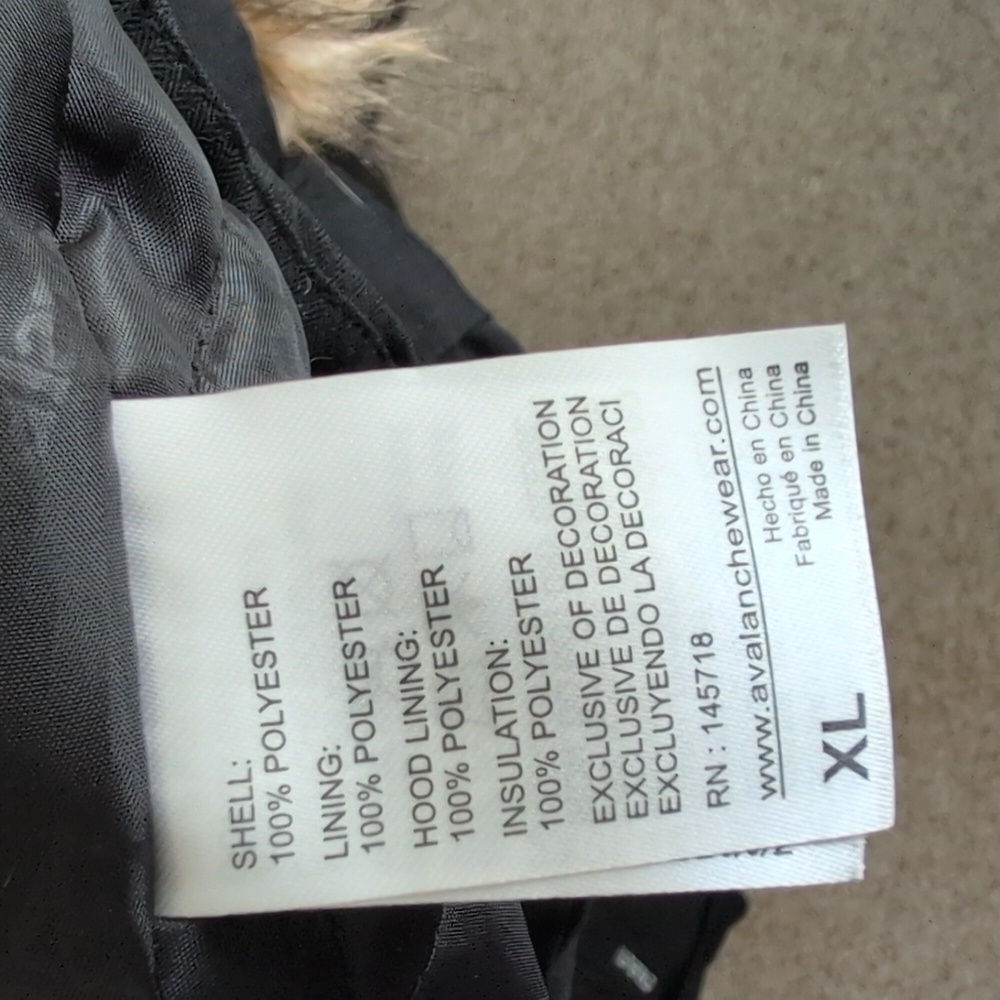 Womens Black Parka with Faux Fur Hood - Picture 5 of 6